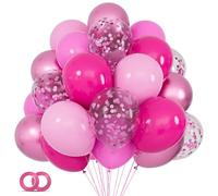 68 Pcs Pink Balloons Set 12 Inch, Hot Pink Latex Balloon Confetti Ballon Pastel Pink Metallic Party Balloons Helium for Girls Women Baby Shower Princess Wedding Birthday Party Decoration