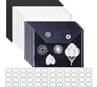 68 Pieces Dies and Stamp Storage 10 Pieces Plastic Clear Envelope & 10 Pieces Rubber Magnetic Sheets & 48 Pieces Label Stickers for Card Making Cutting Dies Stencil Organizer Holder for DIY Scrapbook