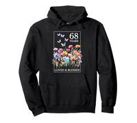 68 Years Loved Blessed Butterfly Flower Stamp 68th Birthday Pullover Hoodie