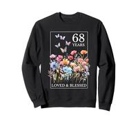 68 Years Loved Blessed Butterfly Flower Stamp 68th Birthday Sweatshirt