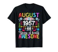 68 Years Old August 1957 Funny Floral 68th Birthday Women T-Shirt