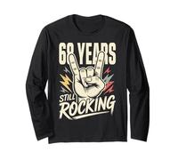 68 Years Still Rocking 68th Birthday Funny 68 Rocker Biker Long Sleeve T-Shirt