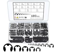 680 Pcs E Clips, Circlips Assorted Sizes, External Retaining Ring Assortment Set, E-Clips, C-Clips, Snap Rings, Black Carbon Steel Snap Opening Ring Circlips Kit, 13 Sizes, M1.5-M15