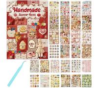 680+ Pcs Realistic Faux Embroidery Effect Sticker Book, Self-Adhesive Soft-Touch 3D Embroidered Patches for Junk Journal, Scrapbook, Water Bottle, DIY Craft Gift (#A)