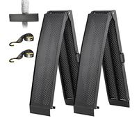 680kg Capacity Aluminum Vehicle Ramp for Bike/Motorcycle/ATV | 226cm x 28cm, 2 PCS, Folding to Store and Carry, Non-Slip, with Handle, Safety Straps, for Lawnmower/Motorbike/ATV/Dirtbike