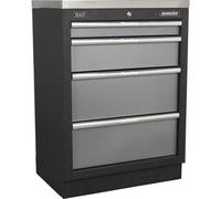 680mm Modular 4 Drawer Floor Cabinet - Ball Bearing Slides - Locking - 2 Keys