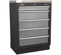 680mm Modular 5 Drawer Floor Storage Cabinet With Locking Mechanism And Ball Bearing Slides