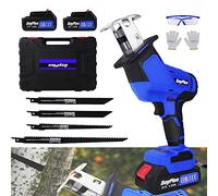 680W Brushless Cordless Reciprocating Saw with 2x1.5Ah Batteryies, Hand Held Reciprocating Electric Sabre Saw Variable Speed 0-1900RPM, 4 Saw Blades for Wood PVC Pipe Cutting, Fast Charger