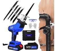 680W Garden Cordless Reciprocating Saw, Brushless Reciprocating Saw 21V Cordless Wood Saw, 1500mAh Battery Sabre Saw, 4 Saw Blades for Tree Branches PVC Metal, 1900RPM Variable Speed Electric Saws