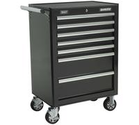 685 x 465 x 1005mm 7 Drawer BLACK Portable Tool Chest Locking Mobile Storage Box