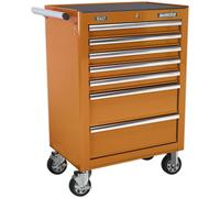 685 x 465 x 1005mm 7 Drawer ORANGE Portable Tool Chest Locking Mobile Storage