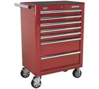 685 x 465 x 1005mm 7 Drawer RED Portable Tool Chest Locking Mobile Storage Box