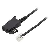 68536 cable: telephone RJ11 plug, TAE F plug 6m black core: CCA GOOBAY