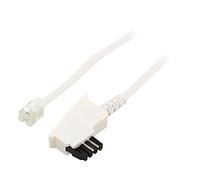 68541 cable: telephone RJ11 plug, TAE F plug 10m white core: CCA GOOBAY
