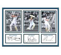 (688) Cricket Legends Ben Stokes Joe Root Harry Brook Signed A4 Photograph (21 X 297 CM) Art Work Wall Art Display Great Gift Idea (REPRINT) #####