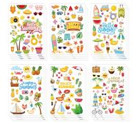 688pcs Hello Summer Stickers for Kids, 24 Sheets Colorful Beach Sticker Decals Pool, Pineapple, Sun Cartoon Happy Vacation Stickers for Hawaii Party Favors, Holiday, Scrapbooking, Journal, Birthday