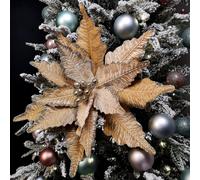 68cm Champagne Gold Velvet Poinsettia Stem Christmas Decoration