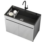 68cm Freestanding Outdoor Kitchen Sink Unit with Mixer Tap & Soap Dispenser - Heavy Duty Stainless Steel Utility Basin for Garden Garage Workshop
