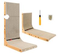 68CM L Shape Cat Scratch Pad Wall Mounted, Durable Cardboard Cat Scratchers for Indoor with 2 Ball Toy, Catnip, Easy to Assemble, Wall Furniture Protector