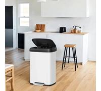 68L Large Steel Kitchen Pedal Bin with Soft Close Lid, White + Black / 50L (40.4 x 38 x 58.5 cm)