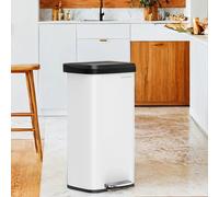 68L Large Steel Kitchen Pedal Bin with Soft Close Lid, White + Black / 68L (40.4 x 38 x 77 cm)
