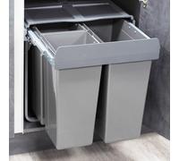 68L Pull Out Integrated Kitchen Waste & Recycling Bin For 600mm Cabinet 1 X 34L + 2 X 17L Compartments Base Mounted