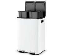 68L Stainless Steel Trash Can with Soft-Close Pedal Lid Odor-Absorbing Design Ideal for Kitchen Office Bathroom Living Room & Stylish Silver Finish,blanco
