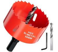 68mm Bi-Metal Hole Saw with Arbor and Pilot Bit - Fast Cut Quality Hole Cutter Drill Bit for Wood, Plywood, Fiberglass, Plastic, Drywall, and Stainless Mild Sheet - 30mm Cutting Depth