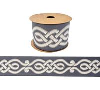 68mm Embroidered Curtain Tape - Celtic Pattern Curtain Trim for Drapery, Tapestry & Sewing 142-V7