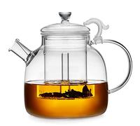 68OZ Glass Teapot, Large Glass Tea Pot With Infuser, Kettle For Stove Top, Tea Cup With Infuser For Loose Leaf Tea Steeper 2000ML, Dishwasher Safe