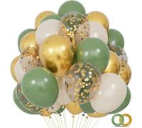 68Pcs Balloons Kit 12 Inch Sage Green Balloon Sand White Metallic Gold Balloon Confetti with Ribbons, PartyBalloons for Baby Bridal Shower wedding BirthdayDecorations