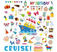 68PCS Birthday Cruise Door Magnets, Large Funny Cruises Ship Decors Magnetic Door Decorations Waterproof Reusable Navigation Boat Anchor Car Magnets for Fridge, Carnival Cruise Party, Birthday Party
