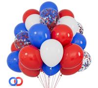 68pcs Red White Blue Balloons 12 Inch Confetti Balloons | Red White Blue Balloons for Birthday Jubilee National Royal Event Union Jack Party Wedding Graduation Baseball Decorations