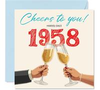 67th Anniversary Card for Women Men - Cheers! Married Since 1958 - Happy 67 Year Anniversary Card for Husband Wife Companion Partner, 145mm Wedding Anniversaries Greeting Cards