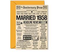 68th Anniversary Cards for Women and Men, Married 1958 Newspaper