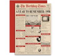 68th Birthday Card - 1958 Newspaper Headlines & Facts Birthday Card - A5 with Red Envelope. UK Made