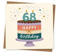 68th Birthday Card for Her, Bright Confetti Cake Design
