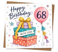 68th Birthday Card for Her, Colourful Balloon Design