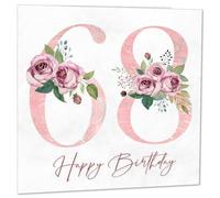 68th Birthday Card for Women - Floral 68th Birthday Cards for 68 year old woman Sixty Eight, Sixty Eighth Ladies Nan Grandma Mum Aunt Sister Mom Friend