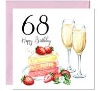 68th Birthday Card for Women - Strawberries & Cake - Ladies Birthday Cards for 68 year old woman Sixty Eight, Sixty Eighth Mum Grandma Sister Aunt Niece Nanny for her Mother Wife Girlfriend