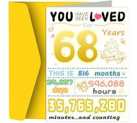 68th Birthday Card, Funny Birthday Decorations for Women Men, Best 68 Year Old Birthday Gifts for Mother Dad, Unique Creative Gift for Wife Husband