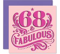 68th Birthday Cards for Women - Fabulous - Happy Birthday Card for 68 Year Old Woman Nanny Nan Wife Sister, 145mm Bday Greeting Cards
