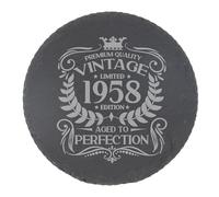 68th Birthday Gift for Men Vintage 1958 Aged to Perfection Engraved Slate Coaster Present for 68 Year Old Etched Natural Slate Placemat (Round Slate)