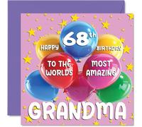 68th Grandma Birthday Card - World's Most Amazing Grandma - Happy 68th Birthday Card from Granddaughter Grandson, 145mm Age 68 Greeting Cards for Granny