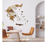 68travel Wooden Map of Greece (99x100 cm) Multilayered Large Wall Art with Natural Stains - for Living Room, Study, Office