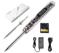 68W Electric Soldering Iron, SEQURE SI012 Pro Portable Solder Iron, OLED Screen Digital Soldering Tools, Auto Start Heating, 19V Power Adapter, PD/QC Charging, 2 Soldering Tips-T12 B2 & TS BC2