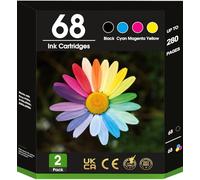 68XL 68e Ink Cartridges High Yield with Chip 2-Pack Black Tri-Color Replacement for HP 68e Ink Compatible with HP Envy 6152e 6155e 6552e 6555e 6558e Printer 6100e 6500e All-in-One Inkjet Copy 6L6S2TN