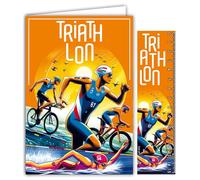 69-1012 Triathlon Swimming Bike Running Card with Envelope 12 x 17.5 cm for Sports Athletes Champion or Cycling Fans Passion Sports Collection of the Olympic Games - Made in France