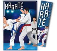 69-1022 Karate Card Karate Athlete Sporty Combat - With Bookmark/Ruler 15 cm in Paper and White Envelope, Size 12 x 17.5 cm - Birthday or Party Gift - Made in France