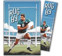 69-1029 Rugby Rugby Card with 15 cm Paper Ruler and 12 x 17.5 cm White Envelope - Birthday or Party Gift - Made in France